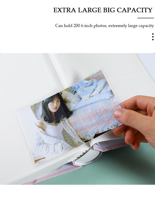 MIXDE 200 Pockets Foil Stamping Photo Album for 6 Inches Photos Portable Photo Album for Family Wedding Boys Girls - Image 3
